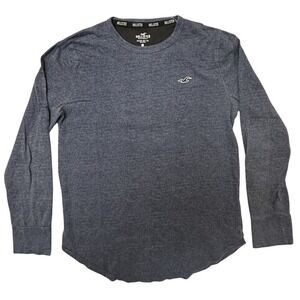 Hollister T-Shirt Mens Size XS‎ Navy Blue Curved Hem